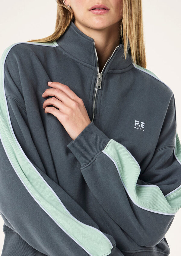 P.E Nation Global Align Zip Neck Sweat In Thunder - Image 2