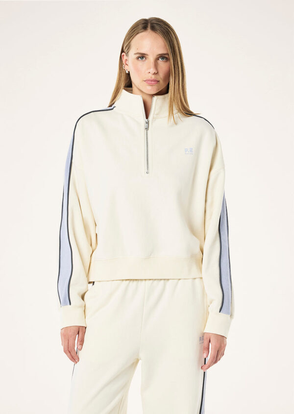 P.E Nation Global Align Zip Neck Sweat In Whisper White