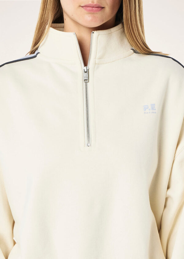 P.E Nation Global Align Zip Neck Sweat In Whisper White - Image 3