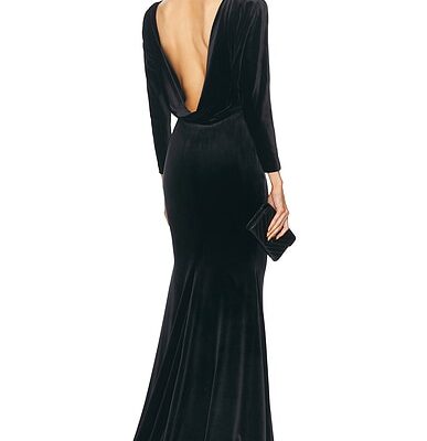 Alex Perry Draped Open Back Velvet Gown