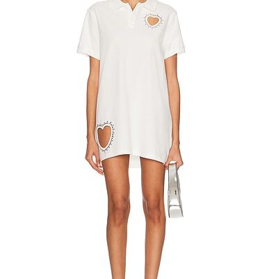 AREA Crystal Heart Cutout Polo Dress