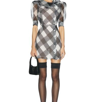 Alessandra Rich Mini Dress With Jewel Buttons