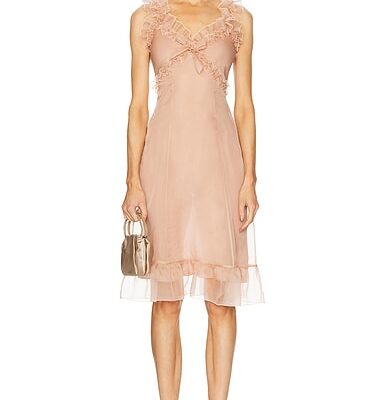Alessandra Rich Ruffle Slip Dress