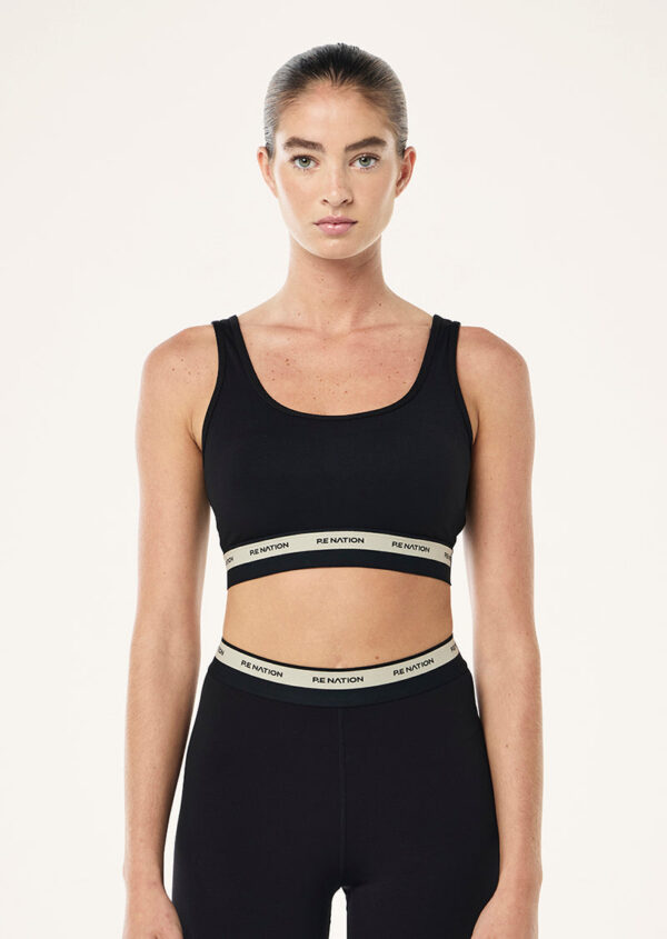 P.E Nation Avant Sports Bra In Black & Biscuit