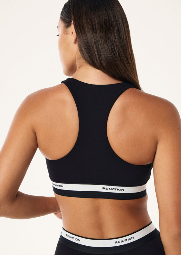 P.E Nation Avant Sports Bra In Black & Whisper White - Image 2