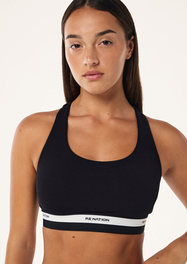 P.E Nation Avant Sports Bra In Black & Whisper White - Image 3