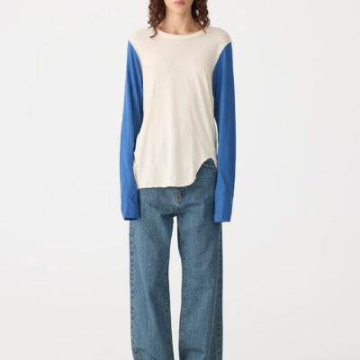 BASSIKE Contrast Scoop Hem Long Sleeve T-Shirt