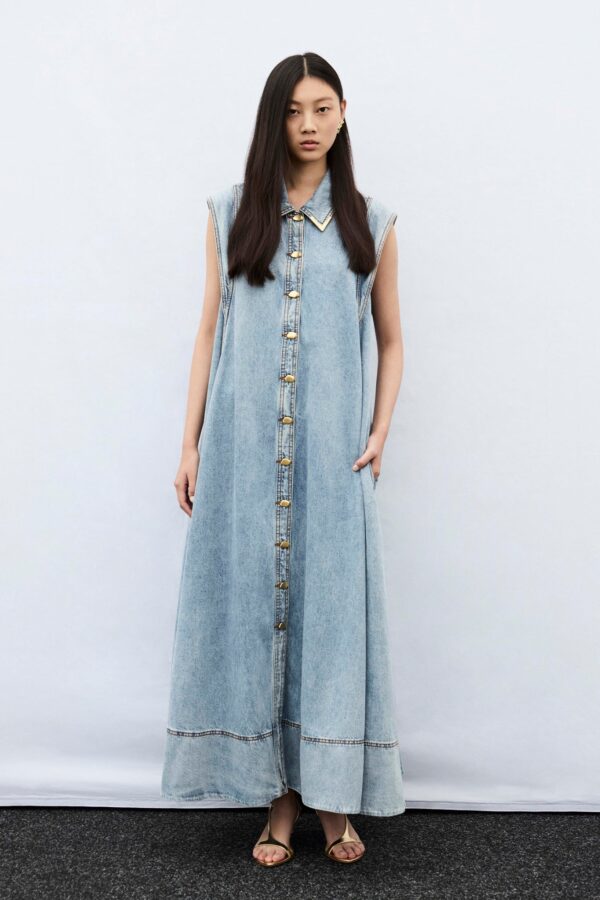 Aje. Amara Denim Maxi Dress - Image 3