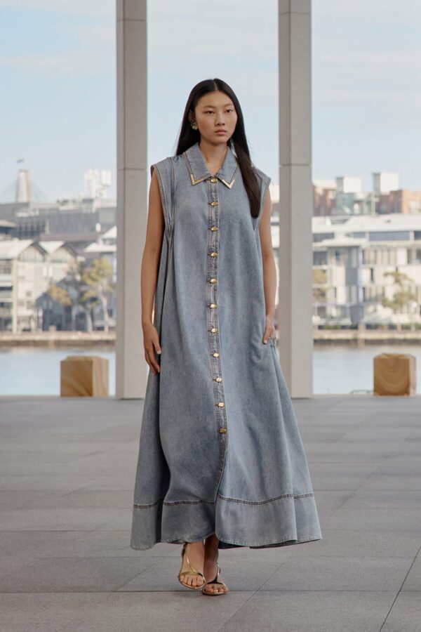 Aje. Amara Denim Maxi Dress - Image 2