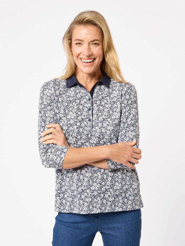 Black Pepper Orelia 3/4 Sleeve Polo