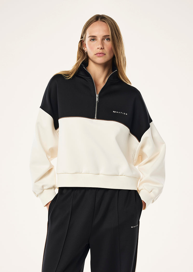 P.E Nation Global Boundless Zip Neck Sweat In Whisper White - Miss Nelly