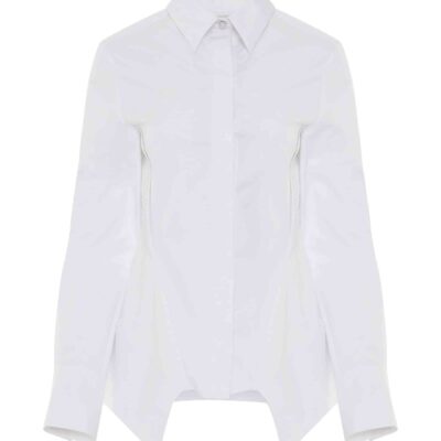 Givenchy Peplum Long Sleeve Shirt in White