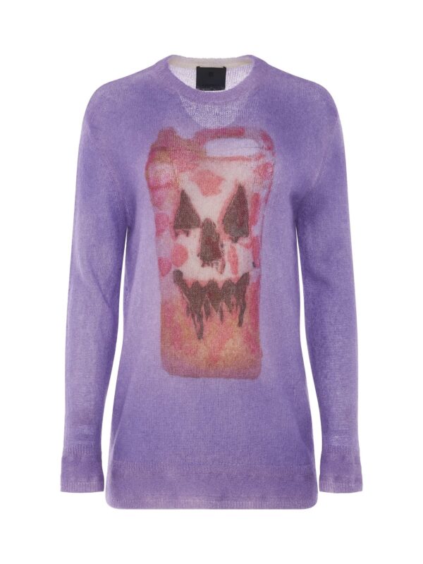 Givenchy Mixmat Crew Neck Print Sweater in Mauve