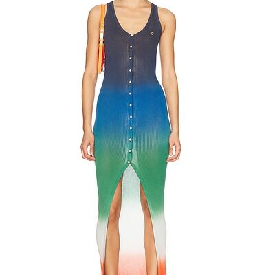 Casablanca Gradient Long Rib Dress