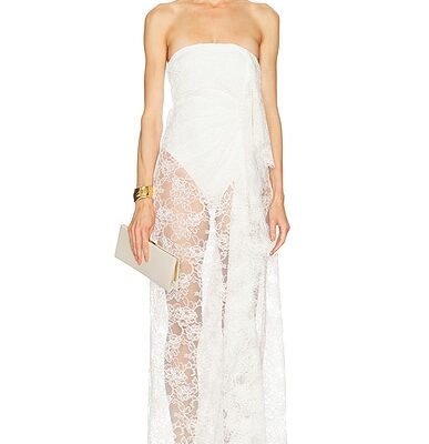 Christopher Esber Floating Lace Strapless Gown