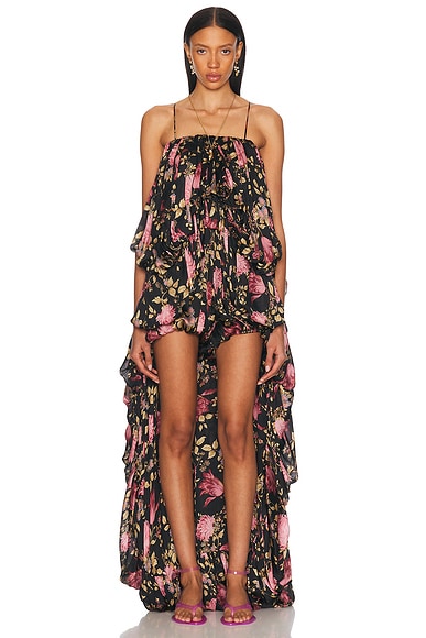 Chloe Thin Strap Gathered High And Low Jumpsuit - Miss Nelly