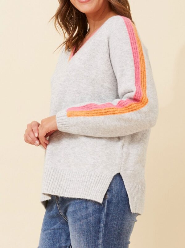 Caroline K Morgan V-Neck Striped Pullover - Image 2