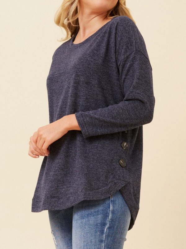 Caroline K Morgan Button Detail Curved Hem Top - Image 2