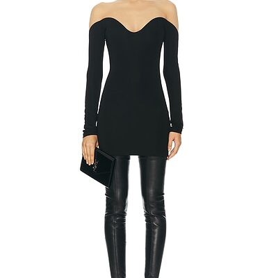 David Koma Wave Neckline Long Sleeve Mini Dress