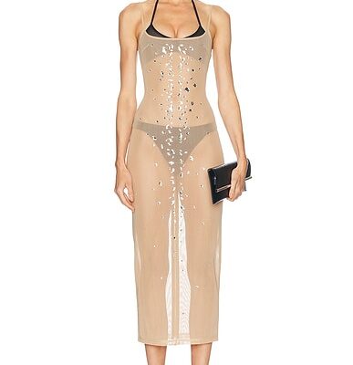 David Koma Crystal Speckled Naked Midi Dress