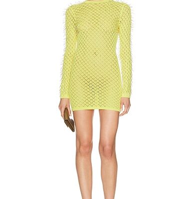 David Koma Gradient Glass Long Sleeve Mini Dress