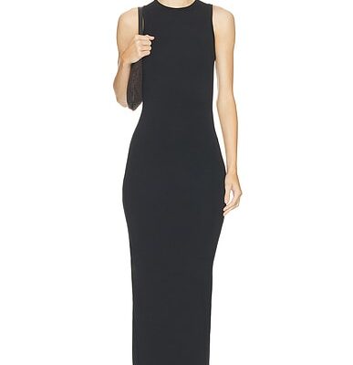 Eterne Sleeveless Crewneck Soft Jersey Maxi Dress