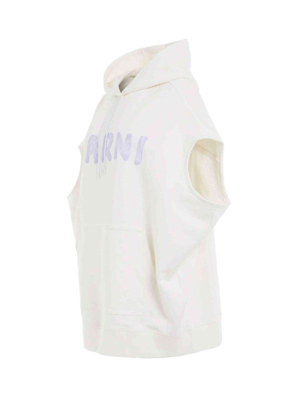 Marni Sleeveless Logo Hoodie in Stone White - Image 2