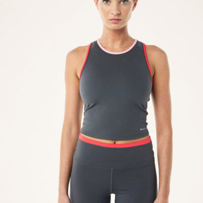 P.E Nation Flow Longline Sports Bra In Gunmetal