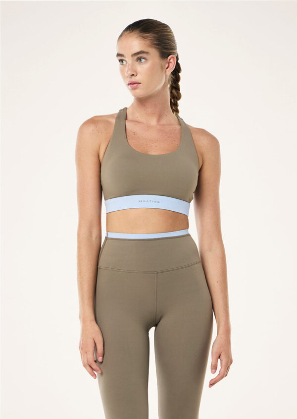 P.E Nation Frequency Sports Bra In Fawn & Dusty Blue