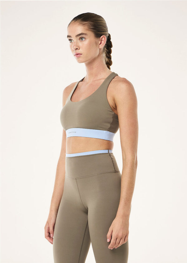 P.E Nation Frequency Sports Bra In Fawn & Dusty Blue - Image 3