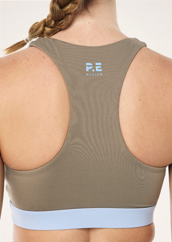 P.E Nation Frequency Sports Bra In Fawn & Dusty Blue - Image 2