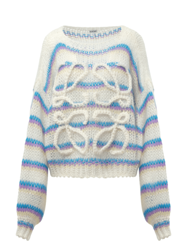 Loewe Relaxed Fit Anagram Sweater in White/Multicolour - Image 2
