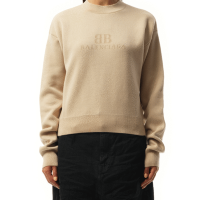 Balenciaga Cropped Sweater in Beige