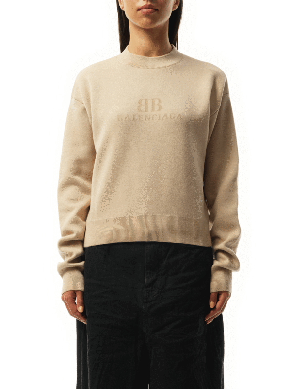 Balenciaga Cropped Sweater in Beige