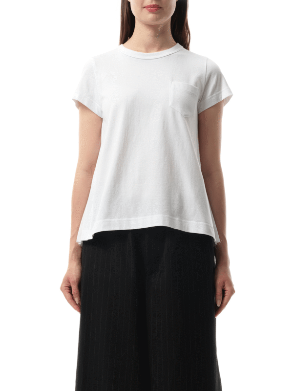 Sacai Cotton Poplin x Jersey T-Shirt in White/Off White