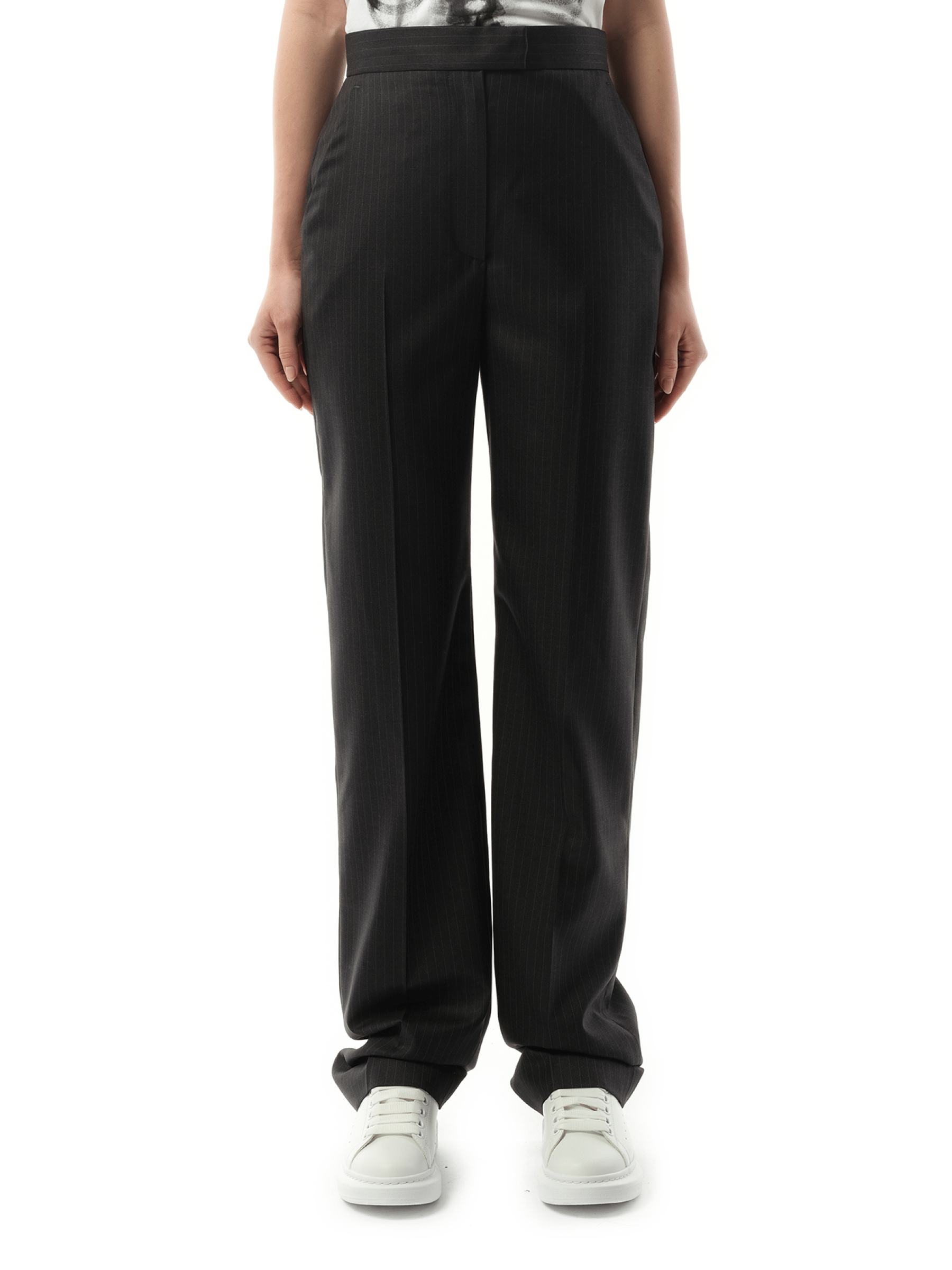 Alexander Mcqueen Straight Leg Trousers in Grey - Miss Nelly