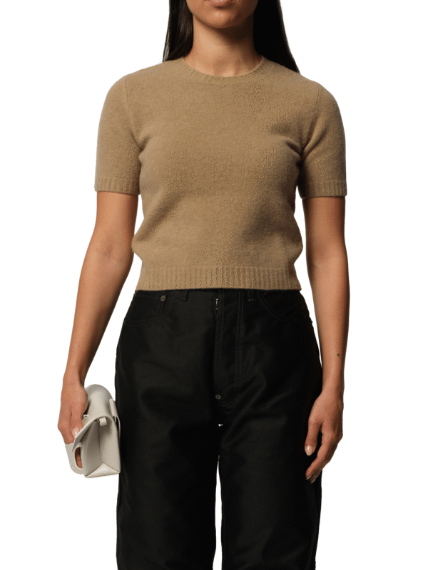 Maison Margiela Lambswool Short Sleeve Sweater in Beige