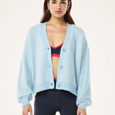 P.E Nation Global Greenpoint Knit Cardigan In Ice Blue