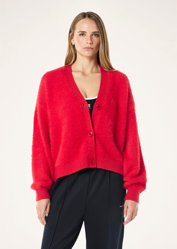 P.E Nation Global Greenpoint Knit Cardigan In Strawberry