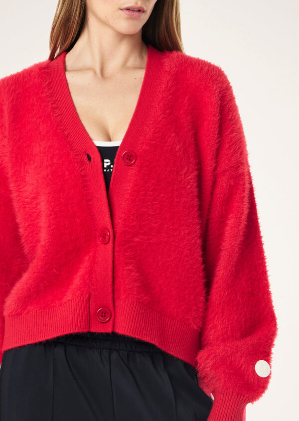 P.E Nation Global Greenpoint Knit Cardigan In Strawberry - Image 2