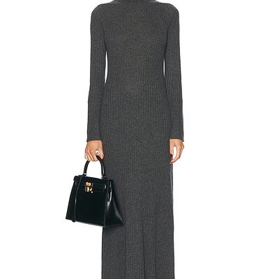 Guest In Residence Wide Rib Cashmere Turtleneck Dress
