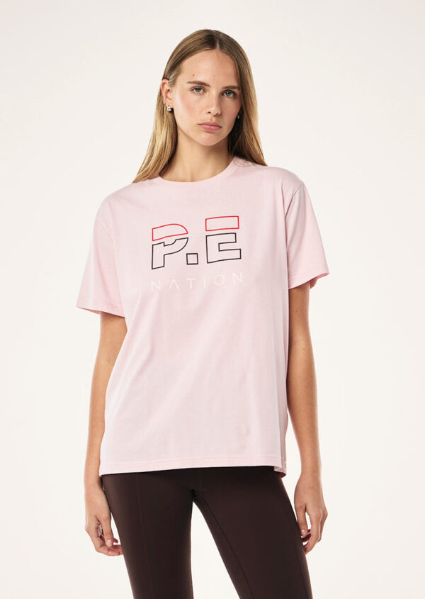 P.E Nation Global Heads Up Tee In Chalk Pink