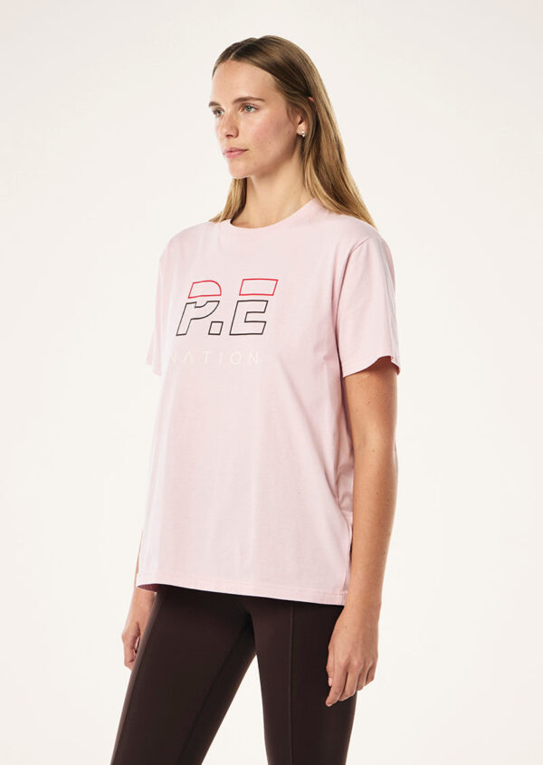 P.E Nation Global Heads Up Tee In Chalk Pink - Image 3