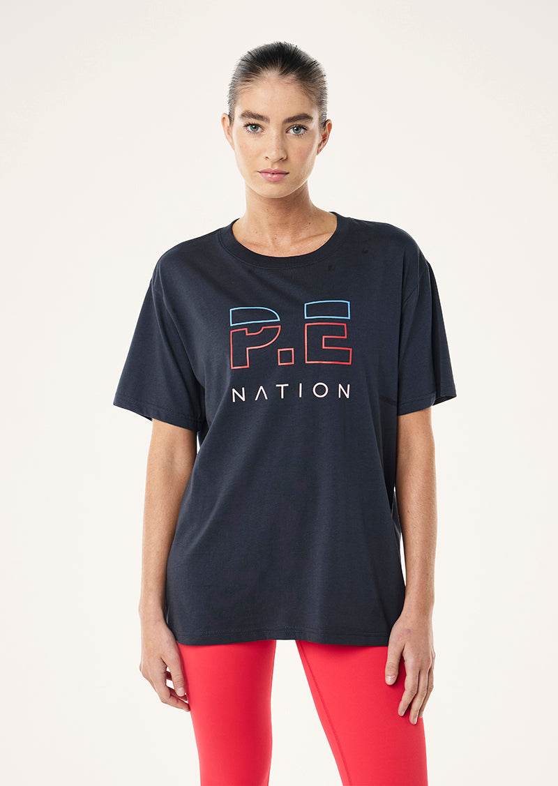 P.E Nation Heads Up Tee In Marine Blue - Miss Nelly