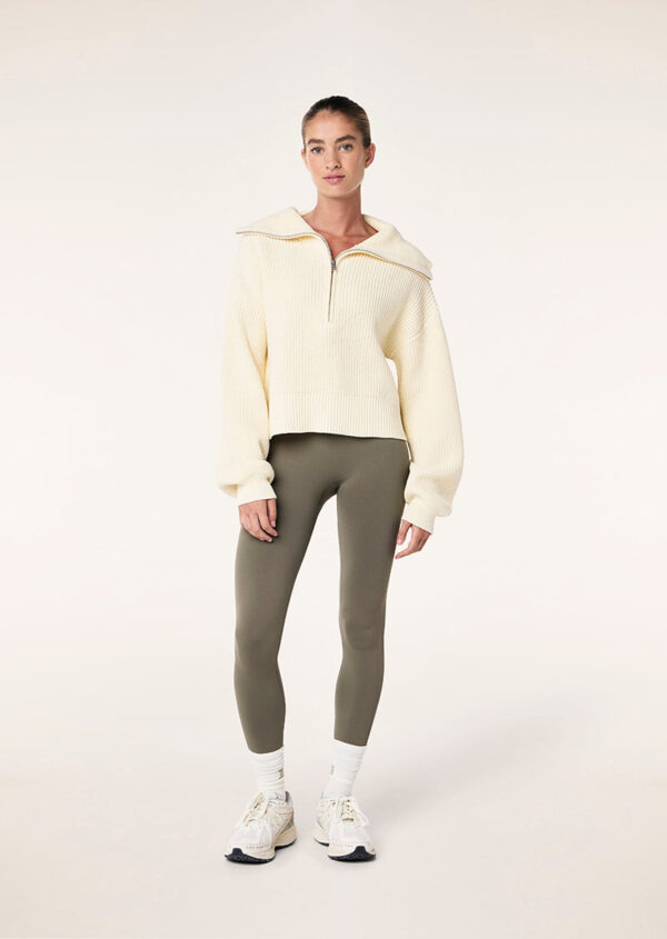 P.E Nation High Season Zip Neck Knit In Whisper White - Image 3