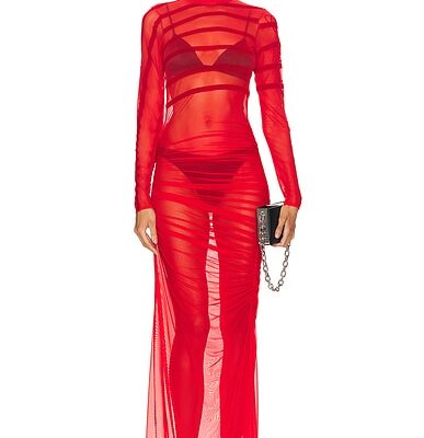 Jean Paul Gaultier Gaultier & Mariniere Turtleneck Draped Mesh Dress