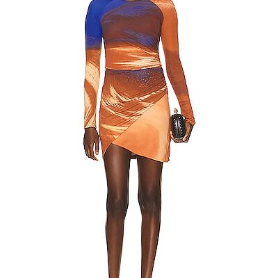 SIMKHAI Abby Long Sleeve Ruched Mini Dress