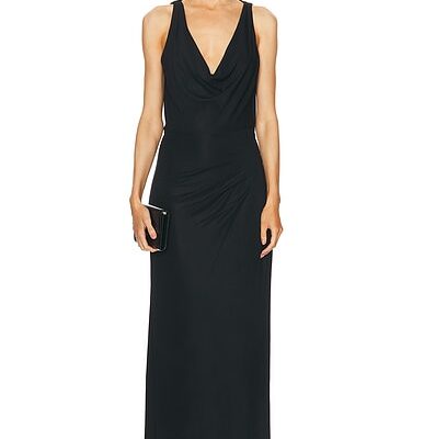 SIMKHAI Kosme Deep V-Neck Gown