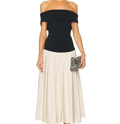 SIMKHAI Adaline Off Shoulder Midi Dress