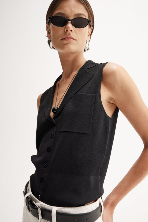 Elka Collective Sinclair Knit Vest Black - Image 2